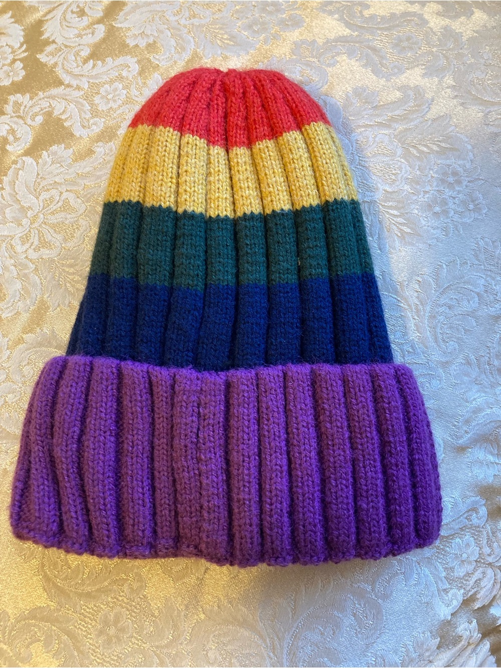 NEW rainbow knit hat with warm lining